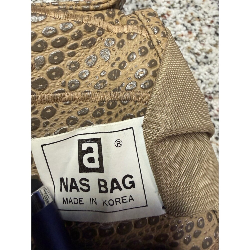 Vintage NAS Crossbody Purse Womens Brown/Black Patchwork Embossed Flap Bag - Picture 11 of 14
